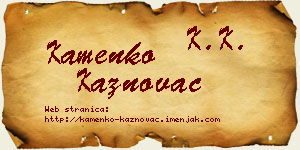 Kamenko Kaznovac vizit kartica